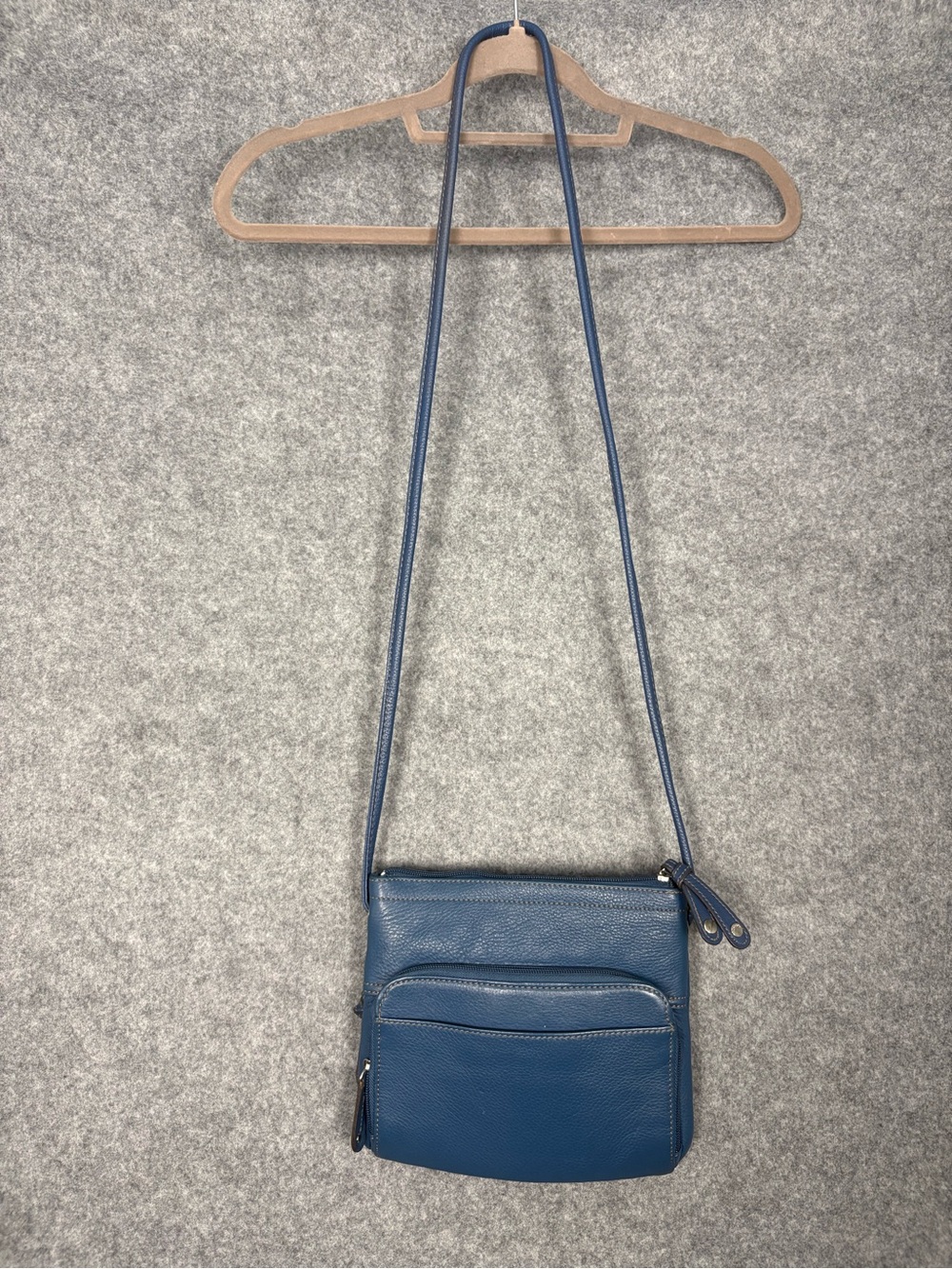 Tignanello Blue Multi Pocket Crossbody Shoulder Bag